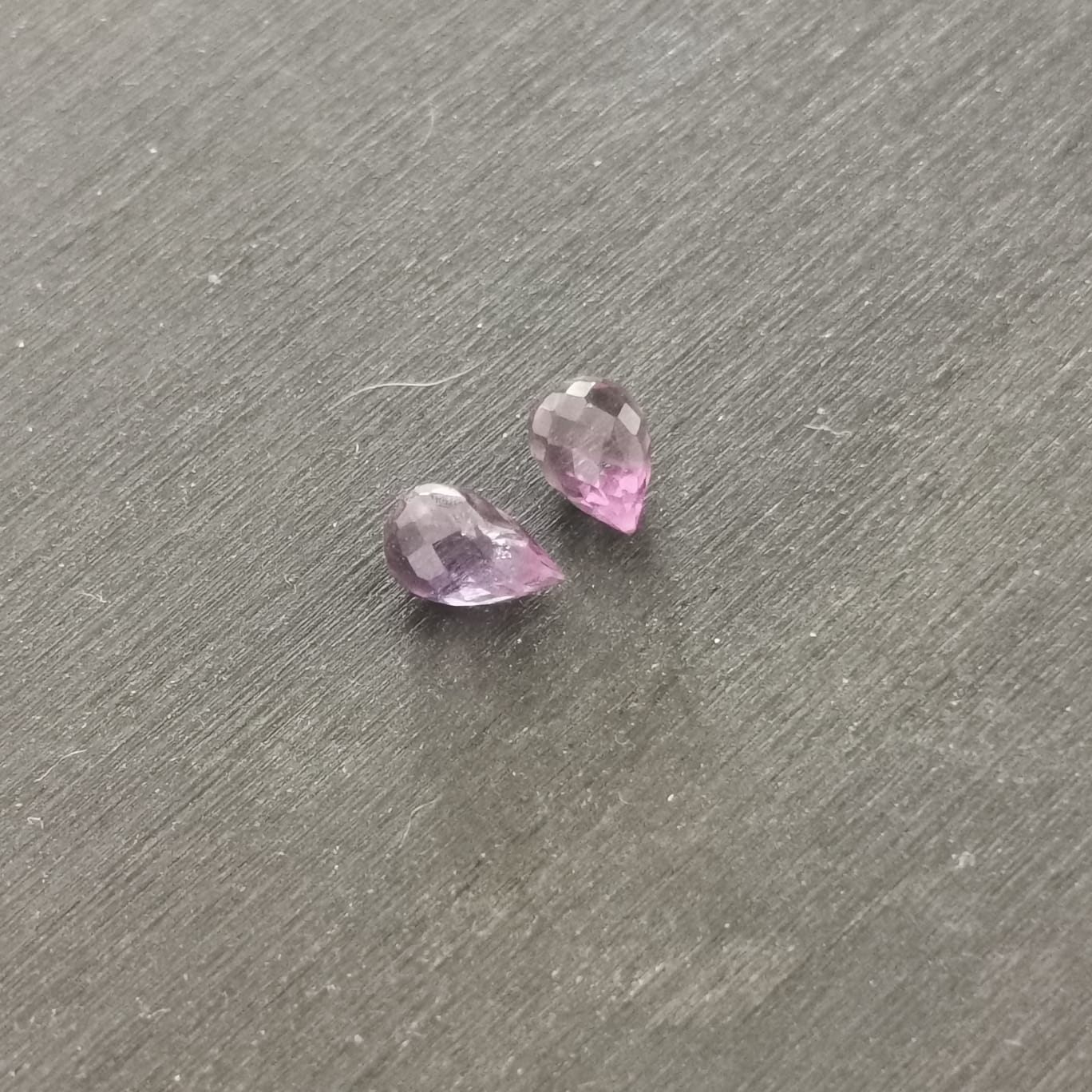 Coppia di Ametiste taglio goccia briolette non forate 1,23 ct totali