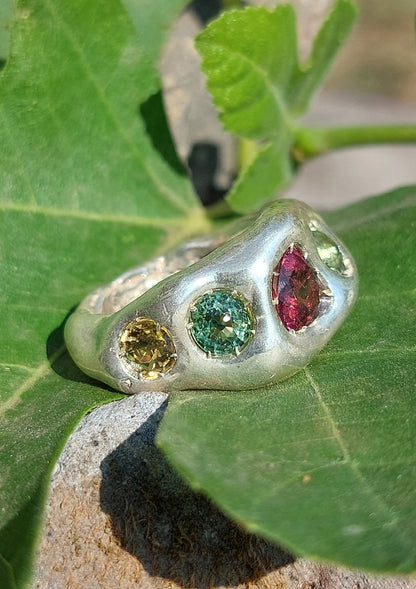 Anello "Arcobaleno" di tormaline