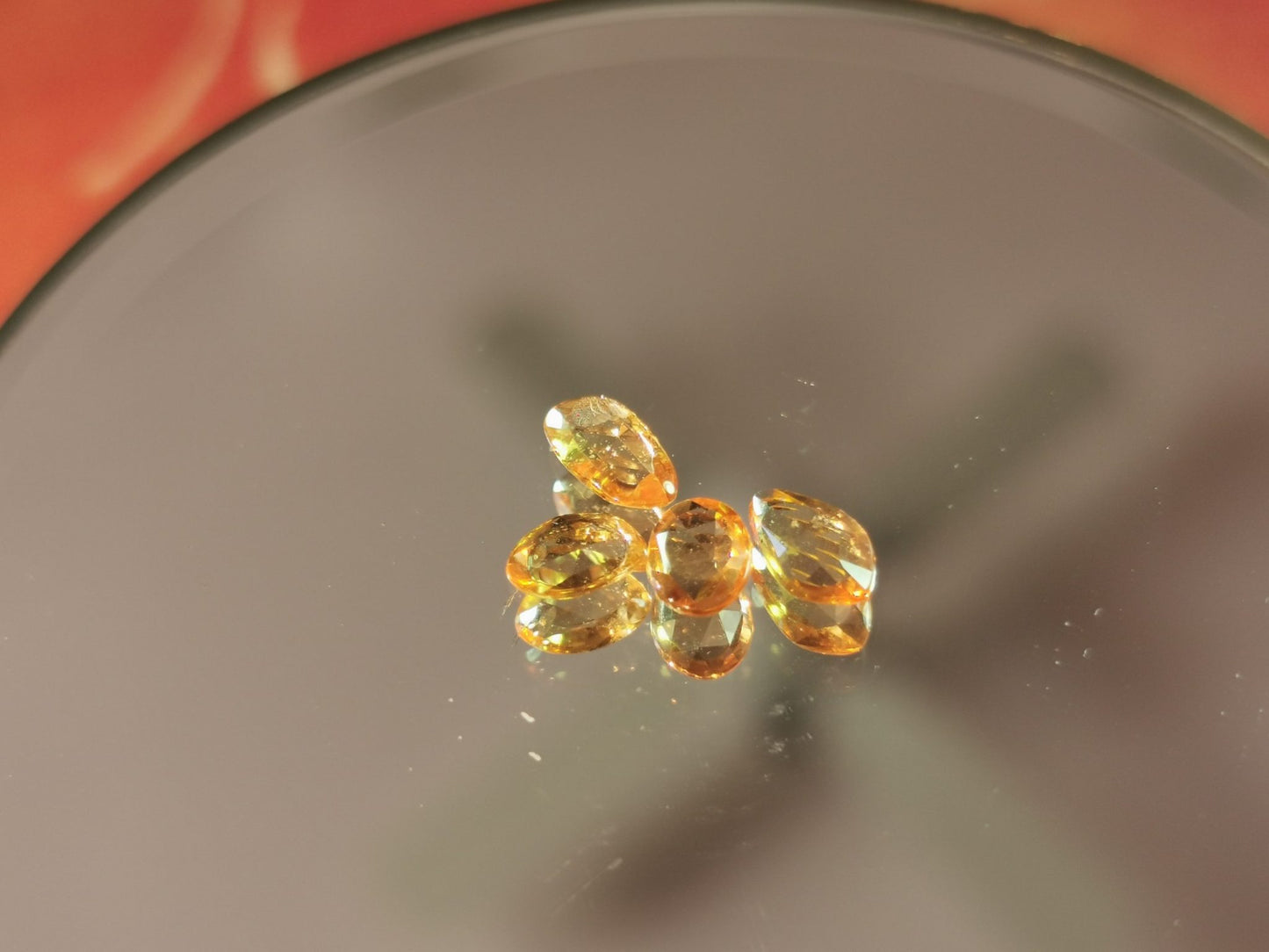 Lotto di 4 Zaffiri arancio taglio rosetta forma fancy 1,62 ct totali