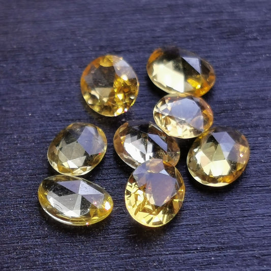 Lotto di 8 Zaffiri giallo taglio rosetta forma ovale 2,95 ct totali