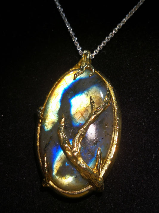 Ciondolo "Roots" in Bronzo con Labradorite del Madagascar